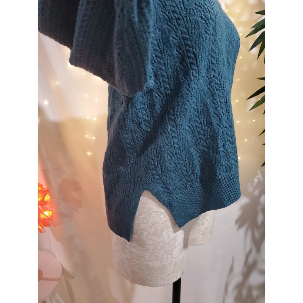 Anthropologie Saturday Sunday Cable Knit V-Neck Cropped Sweater Womens Size M - Picture 3 of 10